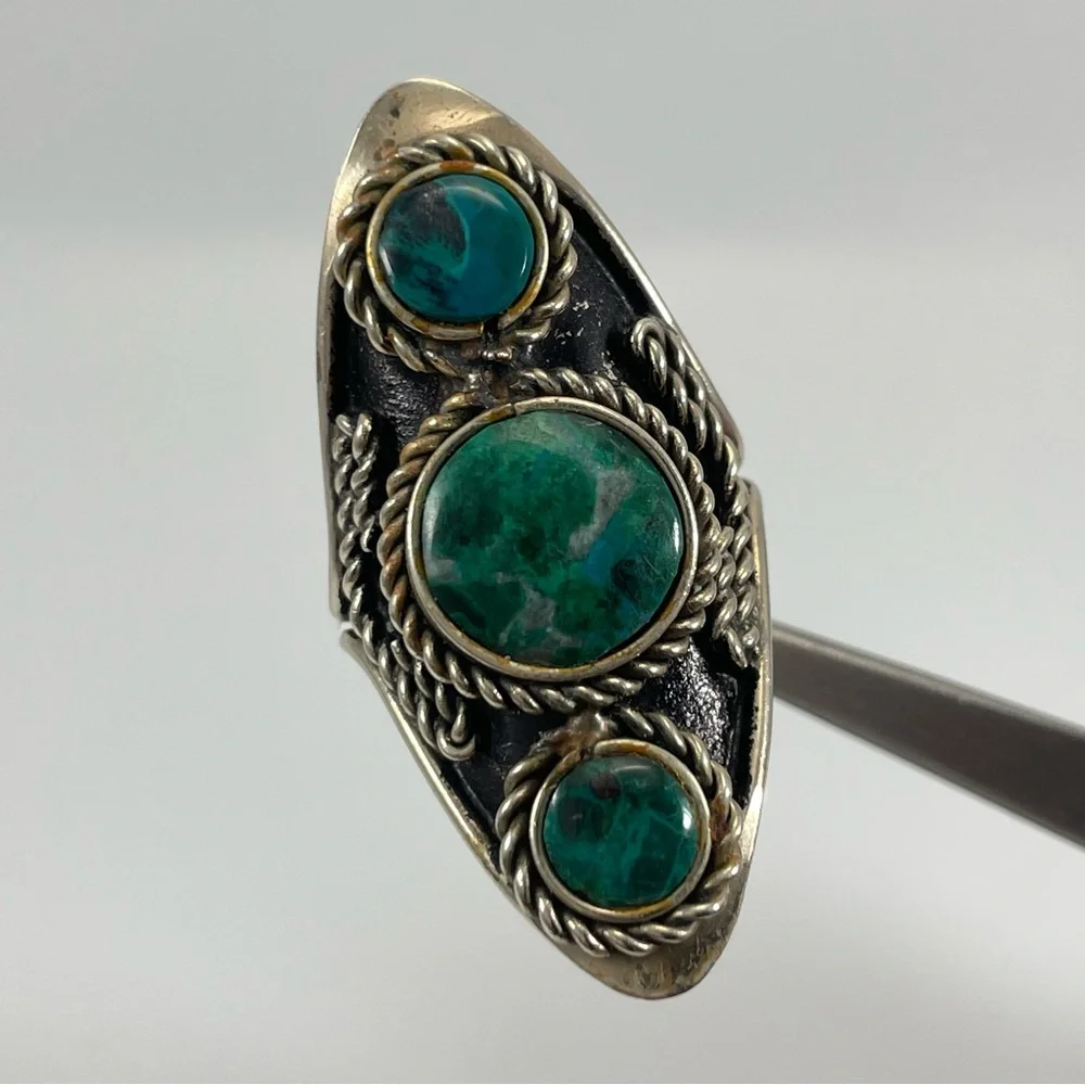 Boho Fun Funky Ring Gemstone Silver Tone Adjustable Statement Cute Timeless